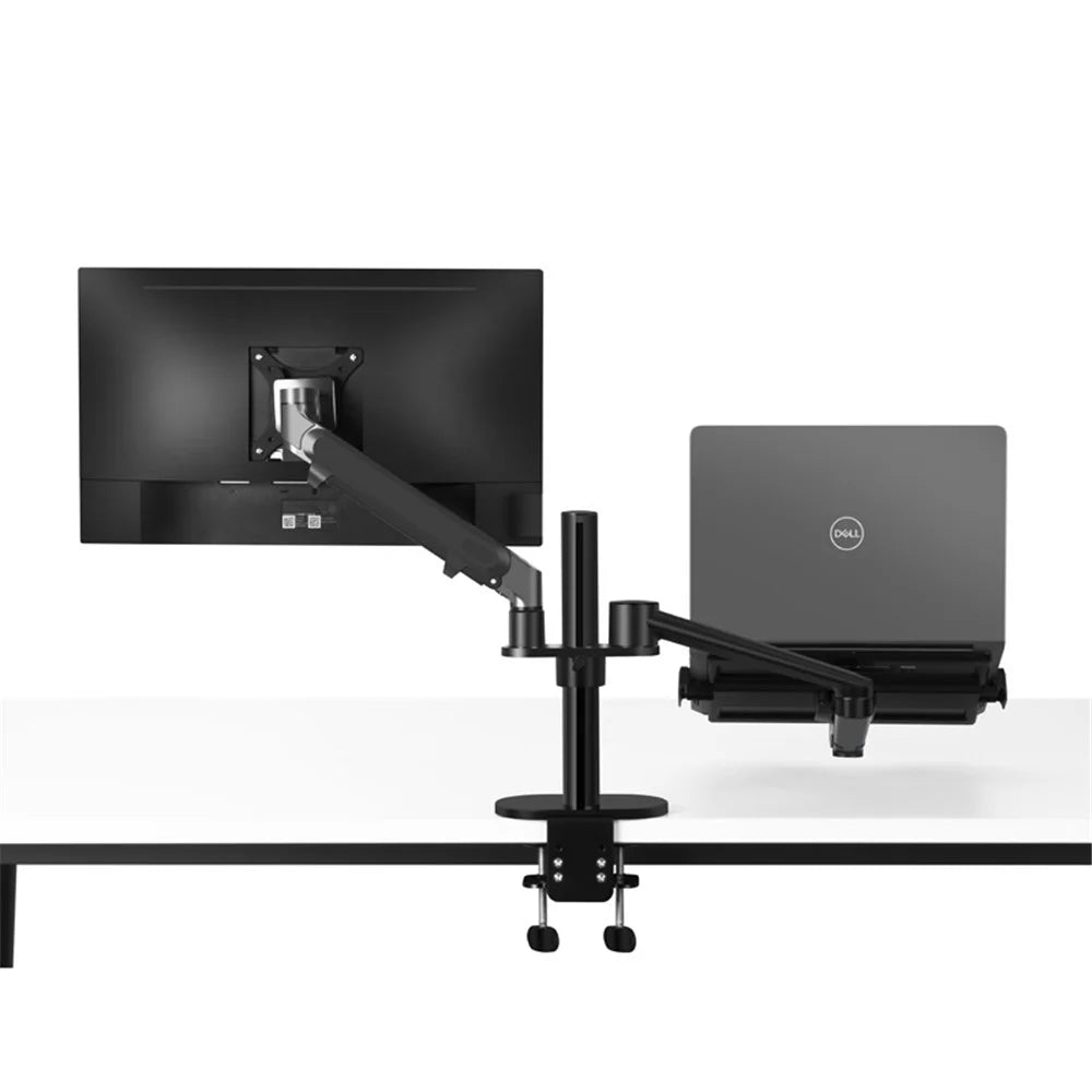 UPERGO OL-3S Dual Purpose Monitor and Laptop Arm Mount 17-27inch Monitor Holder Mount and 10-17inch Laptop Support - Black - 1