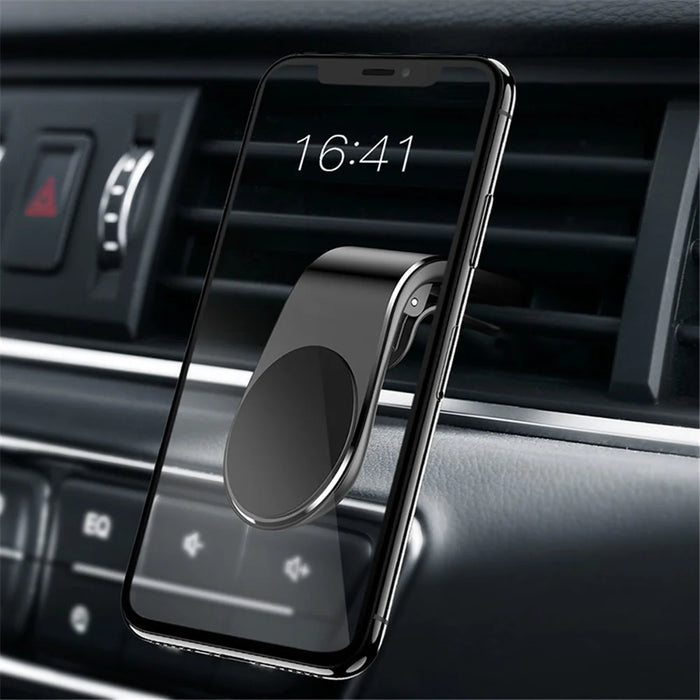 For iPhone Samsung Xiaomi L Shape Strong Magnetic Mobile Phone Support Car Air Vent Mount Phone Holder - Black - 3