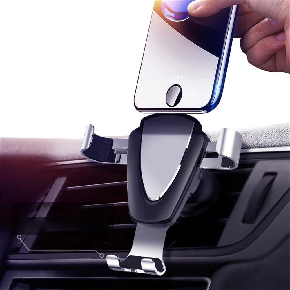 Air Vent Gravity Moblie Phone Navigation Bracket Universal Metal Car Phone Holder - Silver - 1