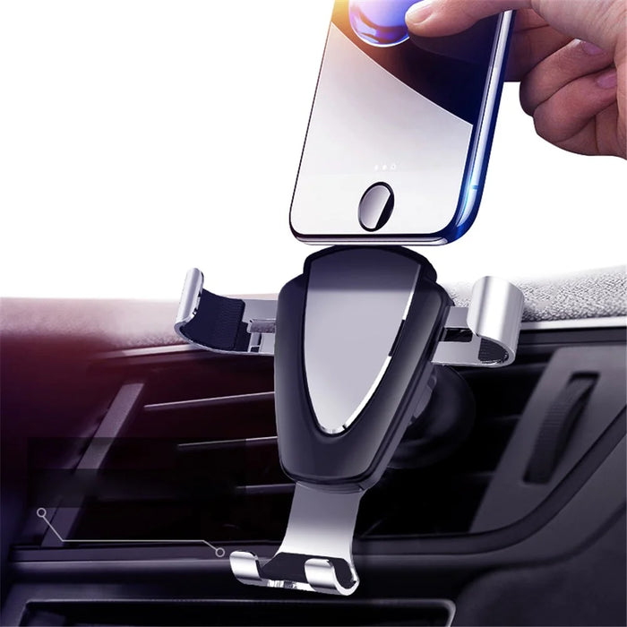 Air Vent Gravity Moblie Phone Navigation Bracket Universal Metal Car Phone Holder - Silver - 1