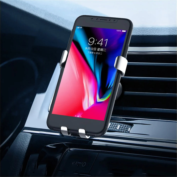 Air Vent Gravity Moblie Phone Navigation Bracket Universal Metal Car Phone Holder - Silver - 5