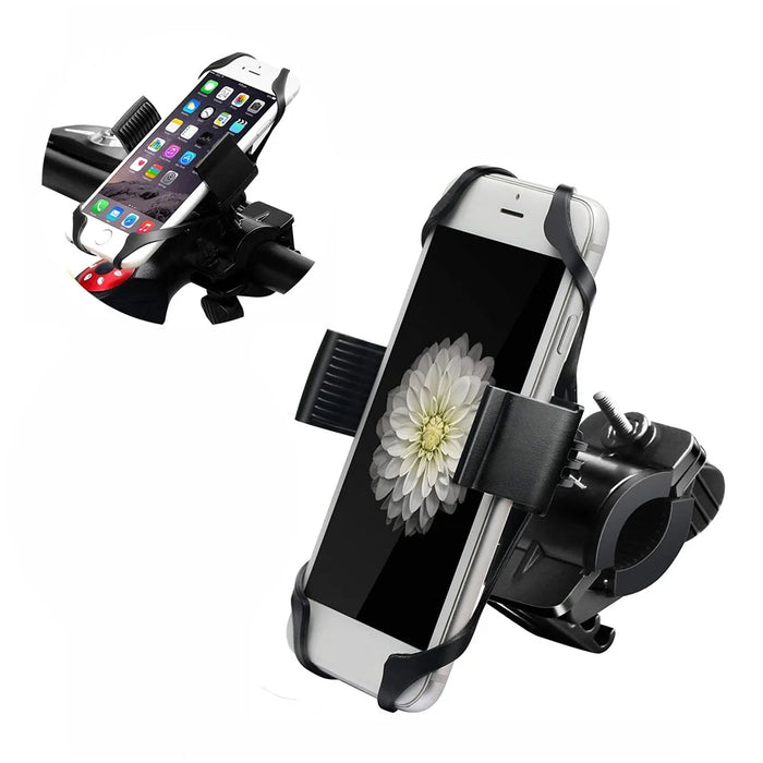 15-22mm Bicycle Motorcycle Handlebar Mount 360 Degree Rotating Mobile Phone Holder Bracket - All Black - 1