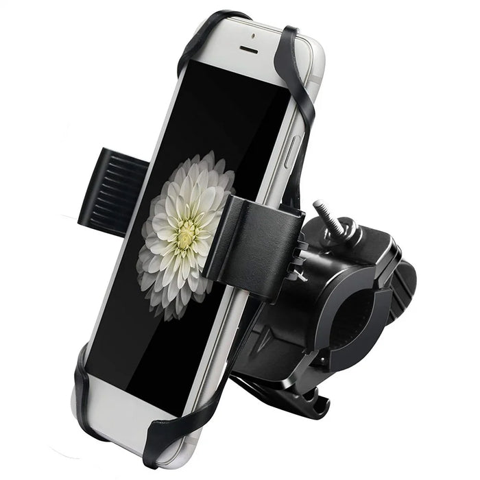 15-22mm Bicycle Motorcycle Handlebar Mount 360 Degree Rotating Mobile Phone Holder Bracket - All Black - 2