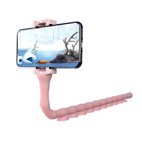 Portable Caterpillar Shape Phone Lazy Bracket Sucker Flexible Desktop Bedside Outdoor Mobile Phone Holder Stand - Pink - 1