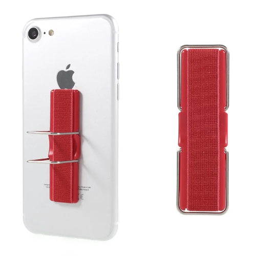 Elastic Band Finger Grip Phone Holder with Stand for Mobile Phones Tablets - Red - 1