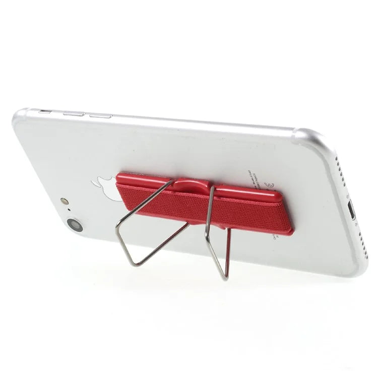 Elastic Band Finger Grip Phone Holder with Stand for Mobile Phones Tablets - Red - 5