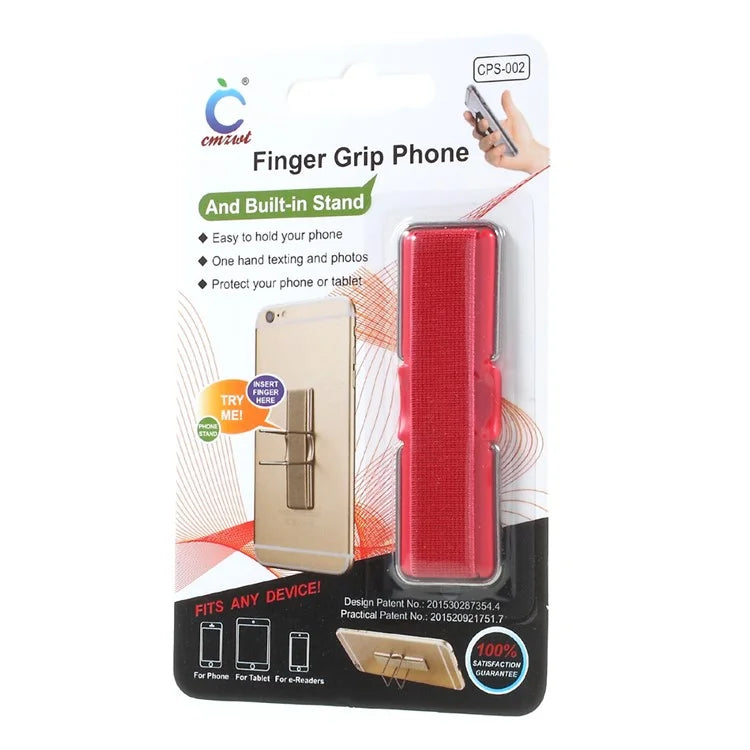 Elastic Band Finger Grip Phone Holder with Stand for Mobile Phones Tablets - Red - 6