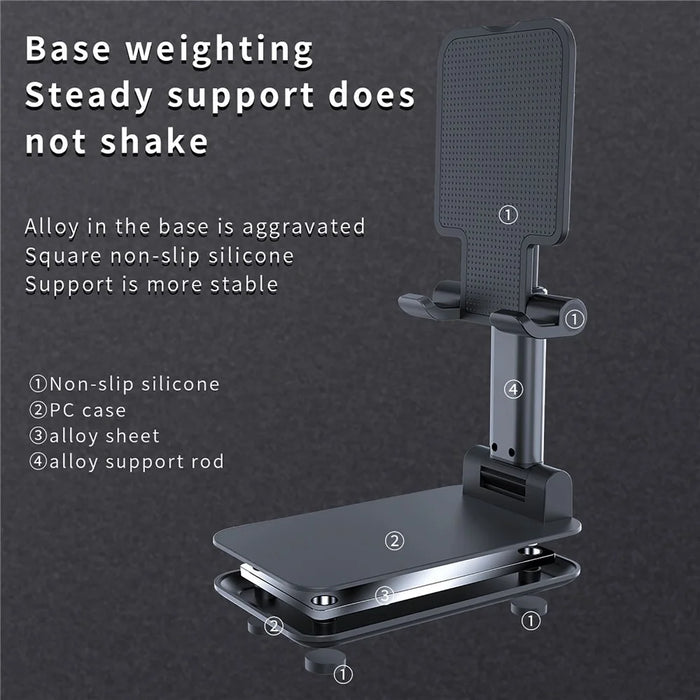 Foldable Desktop Phone Holder Tablet Stand Mobile Desk Stand Mobile Tablet Holder - Black - 3
