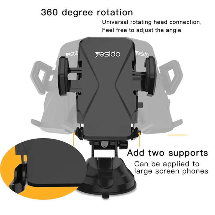 YESIDO C40 Universal Auto Clip Car Phone Holder Mount for 4-7 inches Phones - 5