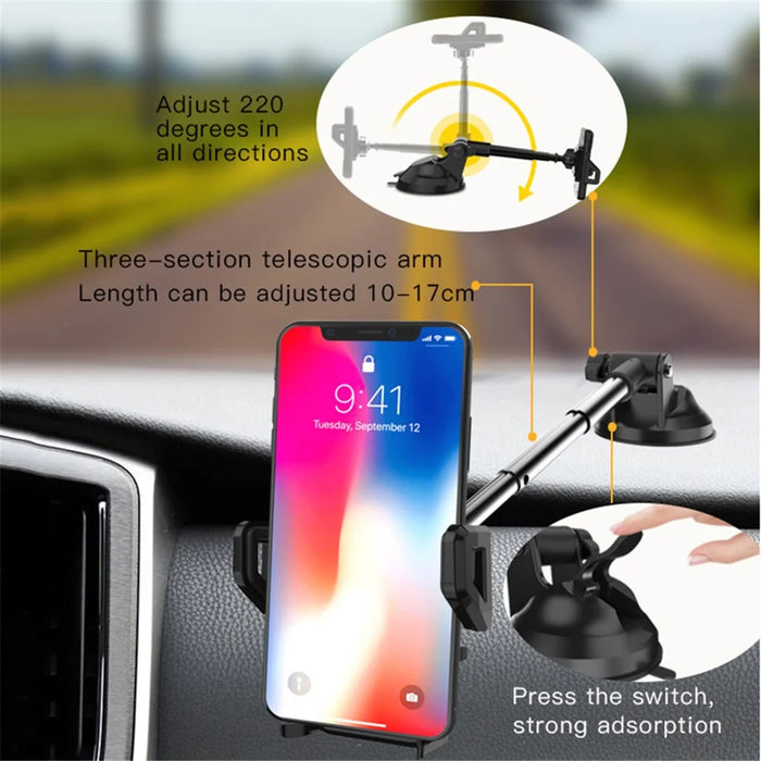 YESIDO C40 Universal Auto Clip Car Phone Holder Mount for 4-7 inches Phones - 6