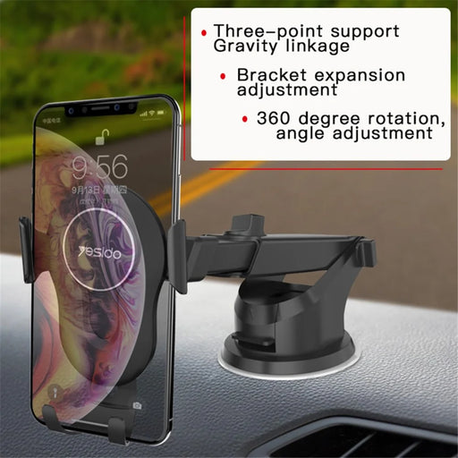 YESIDO C44 Universal Dashboard Car Phone Holder Bracket Mount for 3.5-6 inches Phones - 2