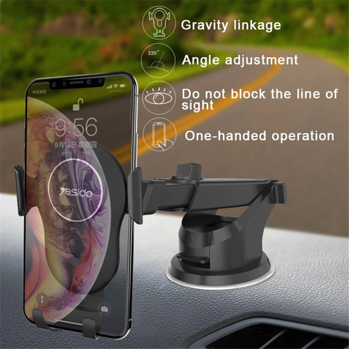 YESIDO C44 Universal Dashboard Car Phone Holder Bracket Mount for 3.5-6 inches Phones - 3