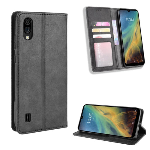 Vintage Style Wallet Leather Stand Case for ZTE Blade A5 2020 / A51 Lite - Black - 1