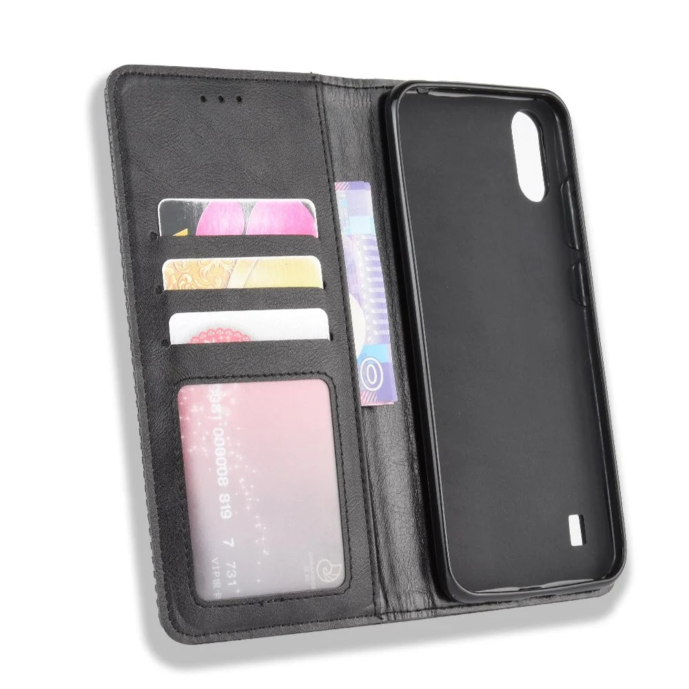 Vintage Style Wallet Leather Stand Case for ZTE Blade A5 2020 / A51 Lite - Black - 4