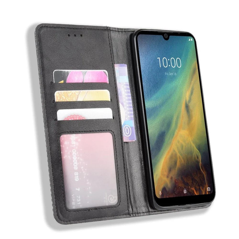Vintage Style Wallet Leather Stand Case for ZTE Blade A5 2020 / A51 Lite - Black - 5