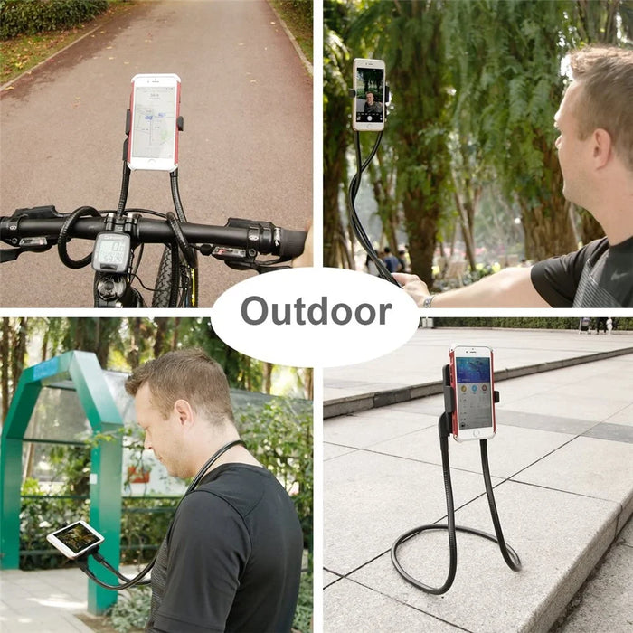 Universal Lazy Hanging Neck Phone Mount Stand Adjustable Alloy Necklace Cellphone Bracket Holder - 5