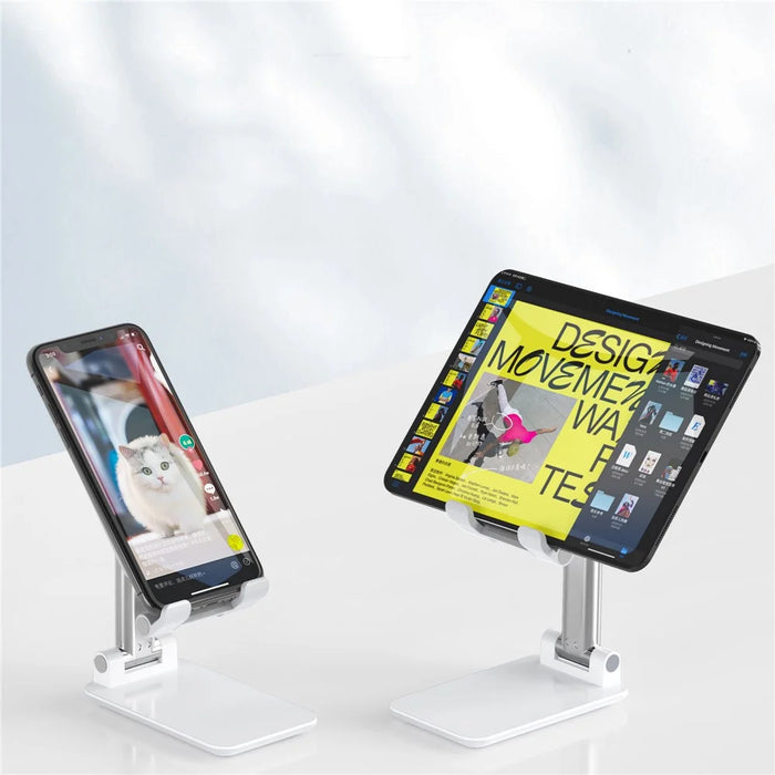 T4 Universal Height Adjustable Phone Tablet Holder Stand Portable Foldable Desktop Bracket - White - 3