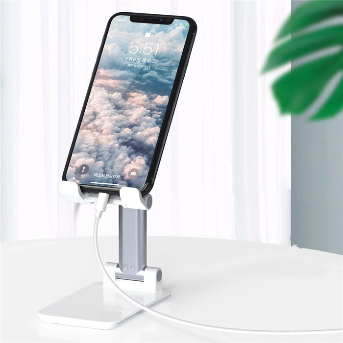 T4 Universal Height Adjustable Phone Tablet Holder Stand Portable Foldable Desktop Bracket - White - 5