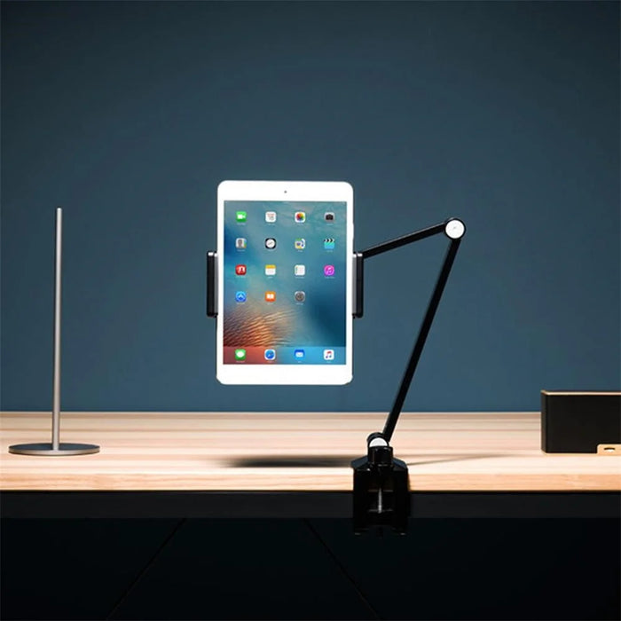 Long Arm Rotating Aluminum Alloy Stand Height/Angle Adjustable Bracket for 4.7-12.9 inch Mobile Phones and Tablets - Black - 3