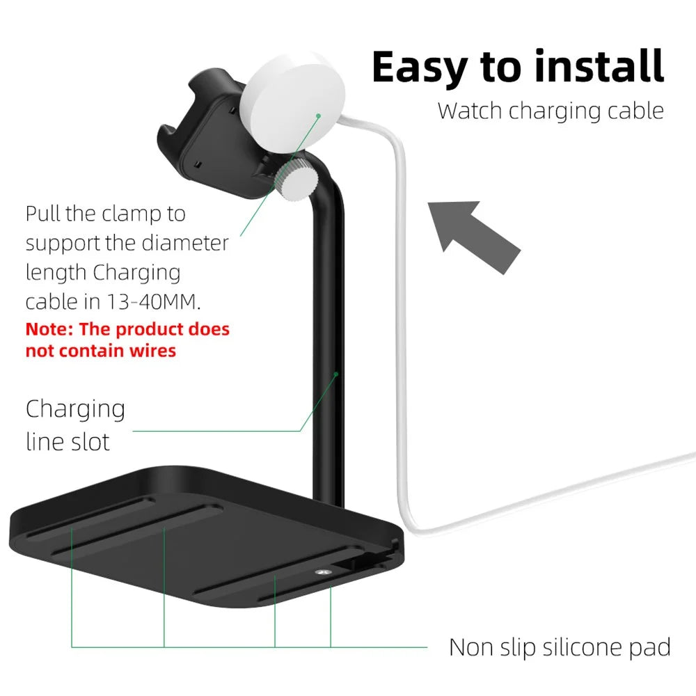 AJZJ02S Watch Charging Stand for Huawei Samsang Apple - Black - 2