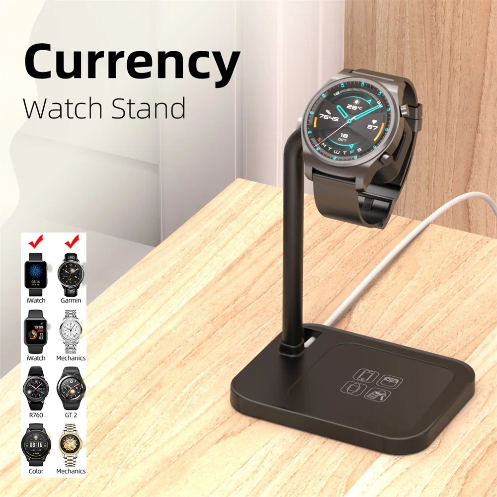 AJZJ02S Watch Charging Stand for Huawei Samsang Apple - Black - 5