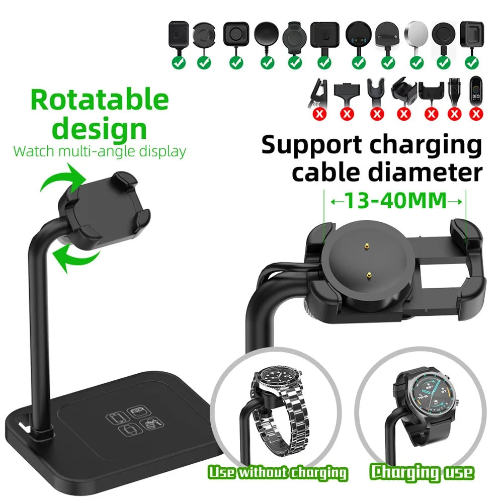 AJZJ02S Watch Charging Stand for Huawei Samsang Apple - Black - 7
