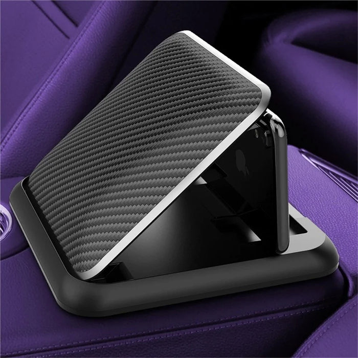 Hands Free Desktop Car Phone Holder Anti-slip Support Carbon Fiber Dashboard Mount Adjustable Stand - 2
