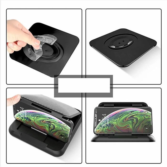 Hands Free Desktop Car Phone Holder Anti-slip Support Carbon Fiber Dashboard Mount Adjustable Stand - 4