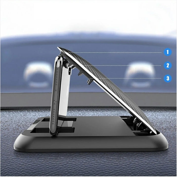 Hands Free Desktop Car Phone Holder Anti-slip Support Carbon Fiber Dashboard Mount Adjustable Stand - 5
