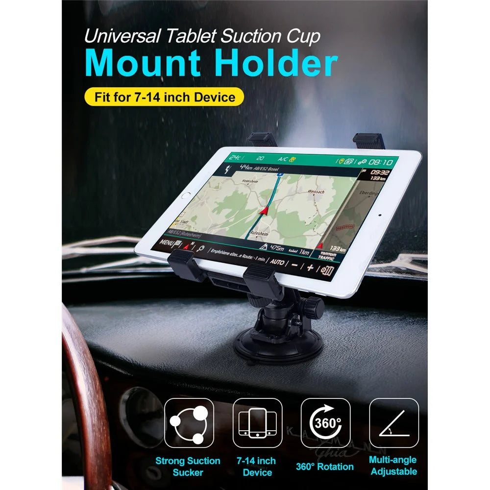 For iPad Holder Applicable to 7 - 14 inch Tablet Car Dashboard Tablet Mount 360° Rotation Windshield Suction Cup - 3