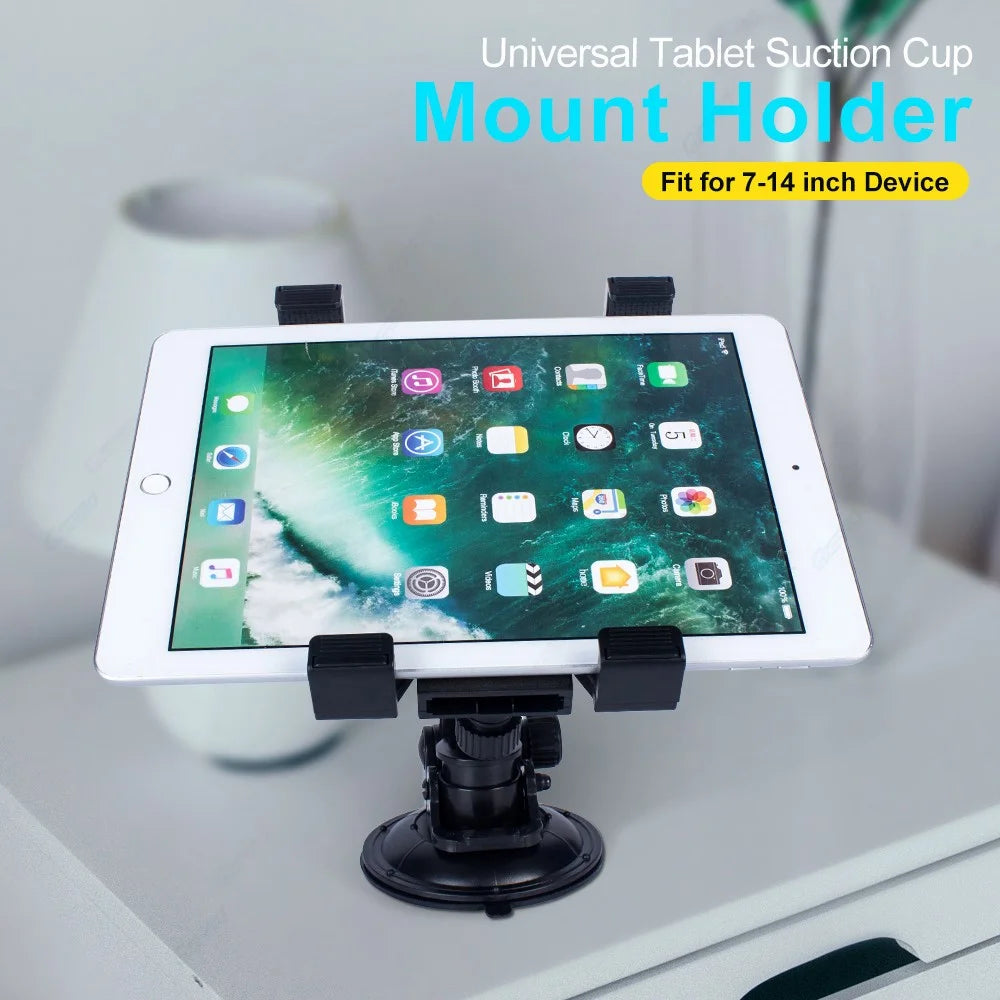 For iPad Holder Applicable to 7 - 14 inch Tablet Car Dashboard Tablet Mount 360° Rotation Windshield Suction Cup - 5
