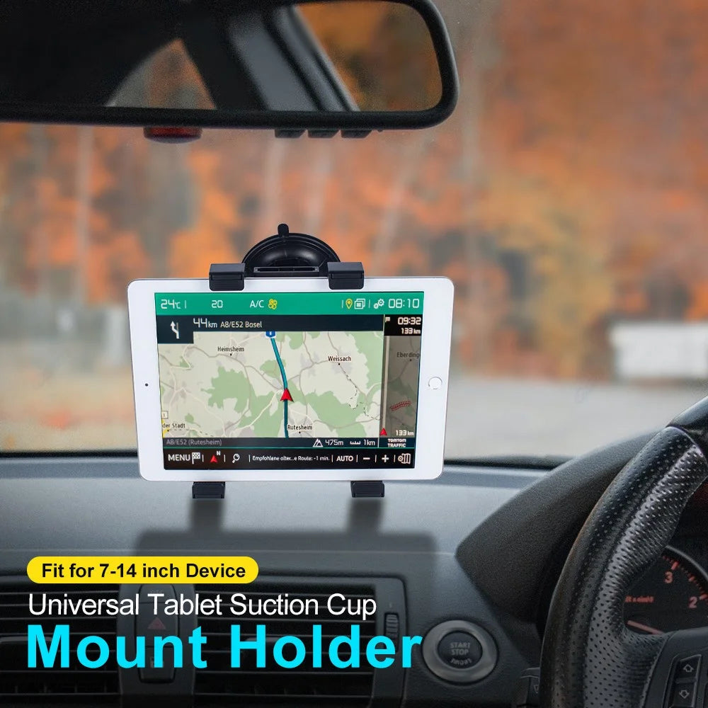 For iPad Holder Applicable to 7 - 14 inch Tablet Car Dashboard Tablet Mount 360° Rotation Windshield Suction Cup - 6