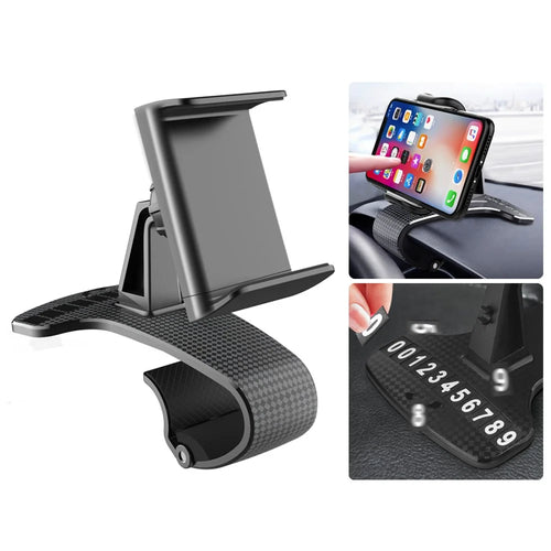 Car Dashboard Bracket Phone Holder 360 Degree Rotation with Temporary Parking Calling Number Plate - 1