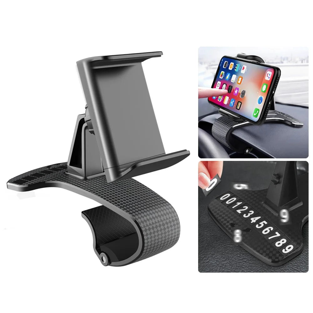 Car Dashboard Bracket Phone Holder 360 Degree Rotation with Temporary Parking Calling Number Plate - 1