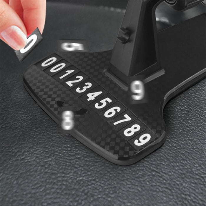 Car Dashboard Bracket Phone Holder 360 Degree Rotation with Temporary Parking Calling Number Plate - 4