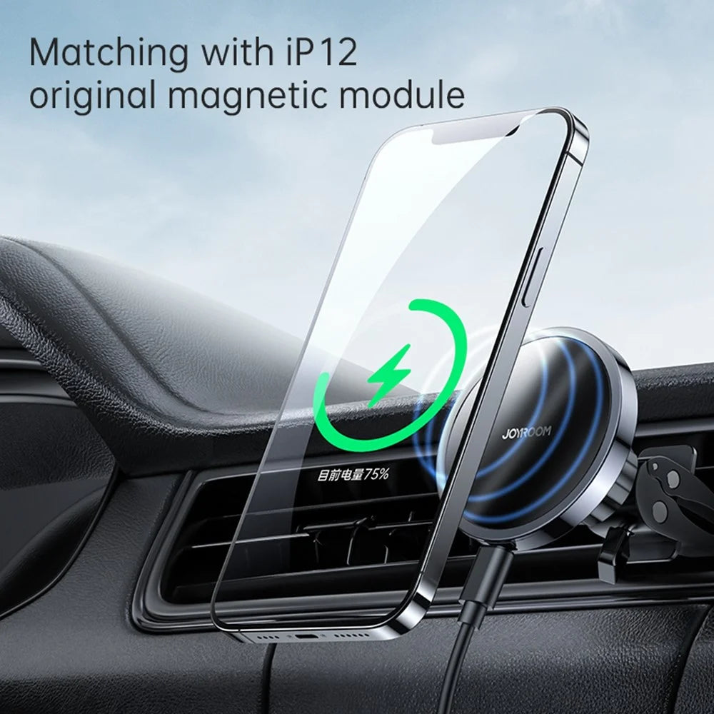 JOYROOM JR-ZS240 Car Air Vent 15W Magnetic Wireless Charger for iPhone 12/12 mini/12 Pro/12 Pro Max - Tarnish - 6