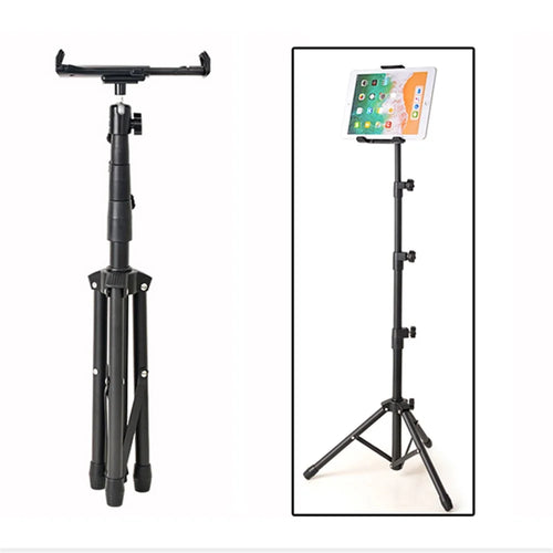 Tripod Mount Foldable Floor Stand Holder with Adjustable Height for 4-12 inch Tablet and Smartphone - 1