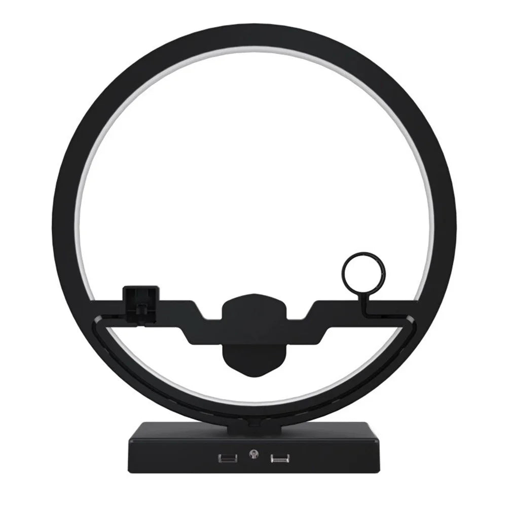 P1000 Multifunctional 2-In-1 Table Lamp Fast Wireless Charger for iPhone/ Apple Airpods/ Apple Watch - Black - 5