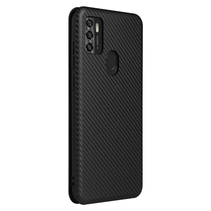 Auto-absorbed Stand Carbon Fiber Texture Leather Shell Cover for ZTE Blade A7s 2020 - Black - 4