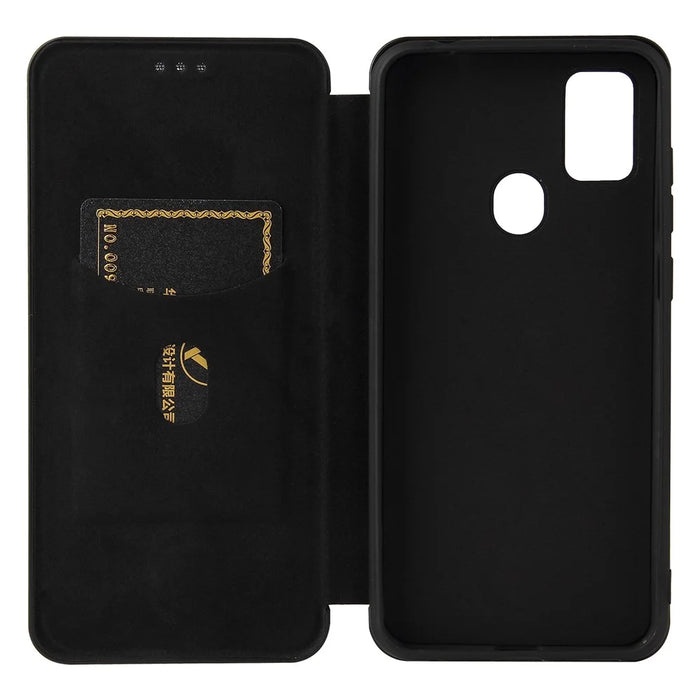 Auto-absorbed Stand Carbon Fiber Texture Leather Shell Cover for ZTE Blade A7s 2020 - Black - 7