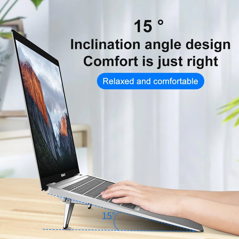 R-JUST 1 Pair Shield Shape Foldable Laptop Desktop Holder Riser Aluminium Alloy Notebook Stand - 3
