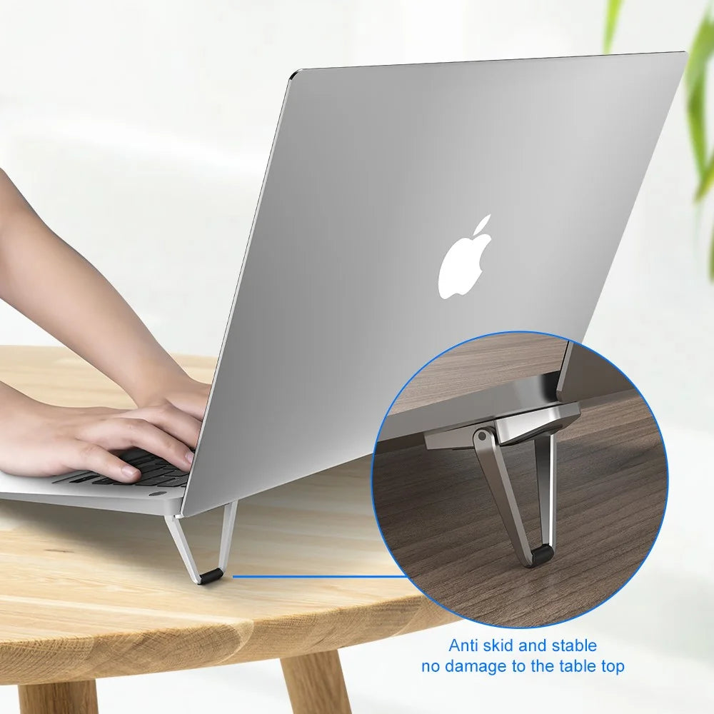 R-JUST 1 Pair Shield Shape Foldable Laptop Desktop Holder Riser Aluminium Alloy Notebook Stand - 4