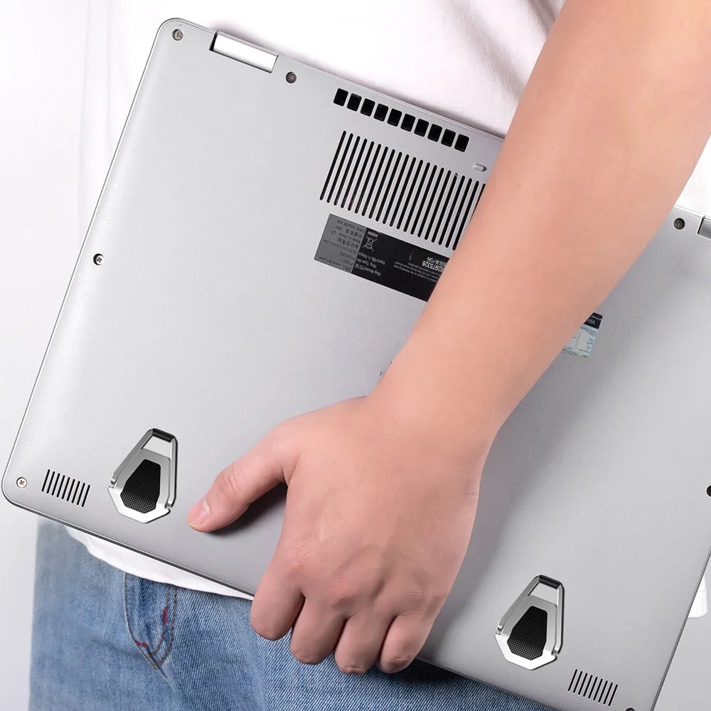 R-JUST 1 Pair Shield Shape Foldable Laptop Desktop Holder Riser Aluminium Alloy Notebook Stand - 6
