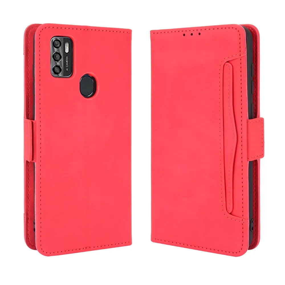 Full Protection Leather Wallet Protective Case with Multiple Card Slots for ZTE Blade A7s 2020 - Red - 1