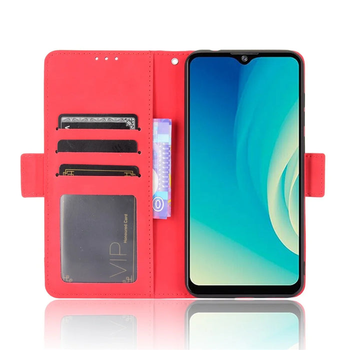 Full Protection Leather Wallet Protective Case with Multiple Card Slots for ZTE Blade A7s 2020 - Red - 6