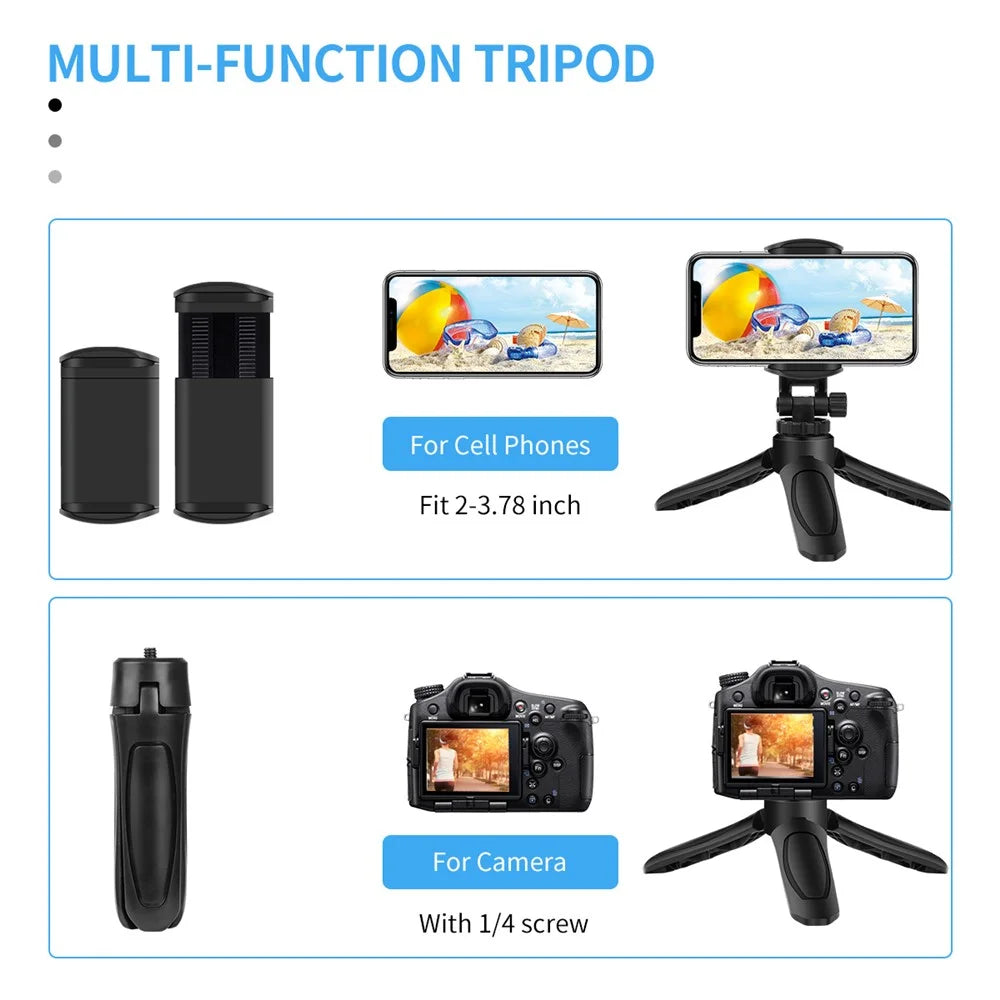 1/4 inch Mini Desktop Tripod Phone Holder Stand with Clip for DJI OSMO Mobile 2 Feiyu Vimbal 2 Action Camera - 3