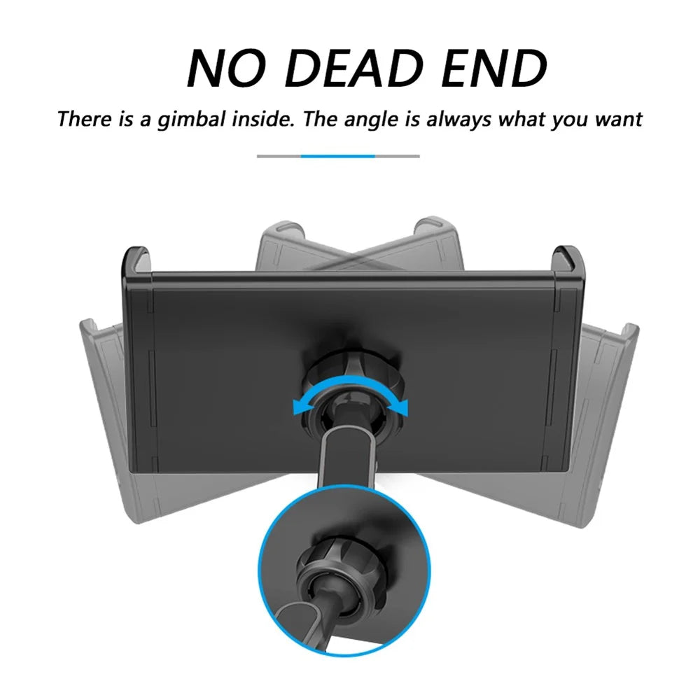 Foldable Car Mobile Phone Holder Tablet Stand Adjustable Back Seat Headrest Mount Bracket - Black - 5