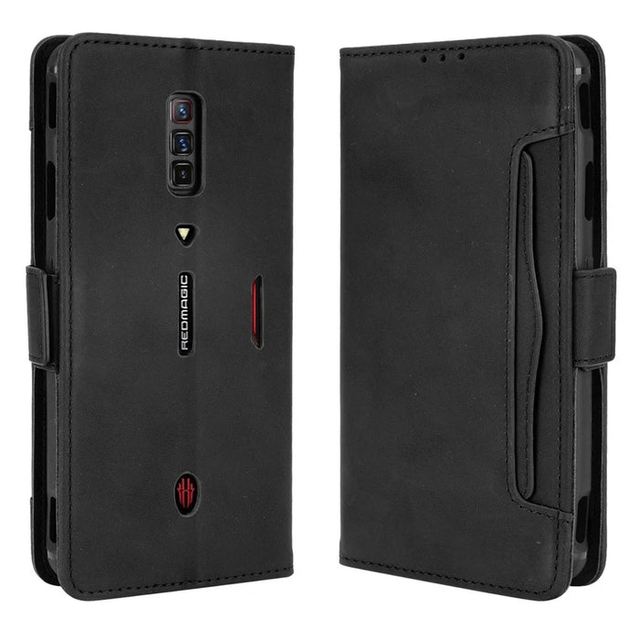 Leather Wallet Protective Case with Multiple Card Slots for ZTE nubia Red Magic 6 Pro / ZTE nubia Red Magic 6 - Black - 1