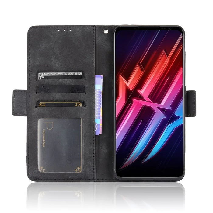 Leather Wallet Protective Case with Multiple Card Slots for ZTE nubia Red Magic 6 Pro / ZTE nubia Red Magic 6 - Black - 5