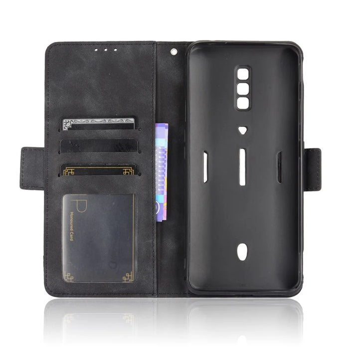 Leather Wallet Protective Case with Multiple Card Slots for ZTE nubia Red Magic 6 Pro / ZTE nubia Red Magic 6 - Black - 6